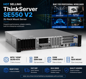 ขายดีสำหรับเซิร์ฟเวอร์ของ ThinkServer SE550 V2 Intel Xeon เงิน4310 2.10GHz 32GB DDR4 RAM 550W แท่นวาง2U PSU - Product Image 1