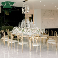 Ensemble de table à manger de style Royal, en verre et acier inoxydable, doré, de luxe moderne, 2 pièces