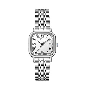 Reloj popular para mujer, reloj de cuarzo cuadrado único con correa de acero inoxidable - Product Image 3
