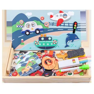 拼图游戏幼儿画板幼儿教育拼图动物木制DIY婴儿磁性拼图玩具艺术免费