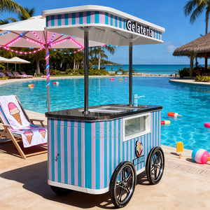 Trolley Outdoor Flower Ice Cream <b>Display</b> <b>Case</b> Gelato Showcase Mobile Food Cart Gelato Ice Cream Vending Carts - Product Image 5