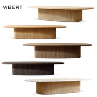 WBERT Table basse moderne et luxueuse en chêne et marbre Plinthe Mulholland Design pour salle à manger, maison, hôtel, villa, style américain
