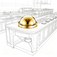 XY Gepolijste Gouden Ronde Koepel Chafing Dish 6L 0°C-70°C Commerciële Keuken- & Restaurantuitrusting