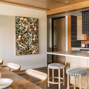 Peinture à l'huile abstraite encadrée, peinte à la main sur toile, pour la décoration minimaliste d'entrée et de couloir - Product Image 3