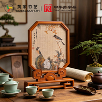 Paravent de style chinois pour la décoration intérieure, luxueux, fait main, en bambou tressé, à motif animalier, pour présentation sur table