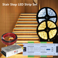 Contrôleur LED d'escalier sans fil 4 canaux pour bandes LED flexibles, lumière de nuit intérieure à détection de mouvement DC12V-24V de haute qualité
