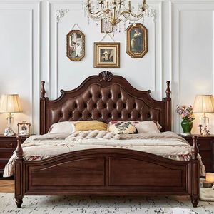 Tùy Chỉnh Châu Âu Giường Đôi Sang Trọng Đám Cưới Giường Vàng Vua Giường Biệt Thự Bộ Đồ Nội Thất - Product Image 1