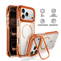 Coque de téléphone ultra-fine transparente magnétique de haute qualité avec béquille invisible anti-chute légère pour iPhone 18 Pro Max