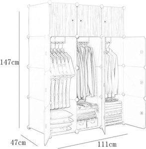 BRICOLAGE Portable Garde-Robe Placard Modulaire Organisateur De Stockage Peu Encombrant Armoire Profonde Cube - Product Image 4