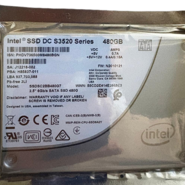 Original for Intel DC S3520 SSDSC2BB480G7 480GB 2.5 Inch SATA Enterprise SSD