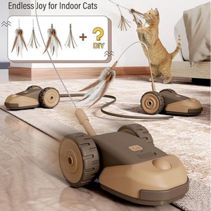 Giocattolo <span class=keywords><strong>per</strong></span> <span class=keywords><strong>Gatti</strong></span> con Piuma e Coda in Silicone, Rotazione a 360 Gradi, Interattivo con Sonaglio - Product Image 1