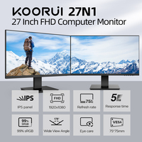 KOORUI Monitor FHD de 27 pulgadas, monitor de escritorio para negocios, pantalla IPS para PC, 75Hz, 5ms, tiempo de respuesta, monitor de oficina sin marco