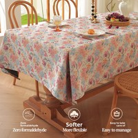 Nappe Florale Vintage Style Américain, Non Lavable, Anti-Poussière, Antidérapante, Rectangulaire, Sensation Haut de Gamme, Pour Usage Domestique