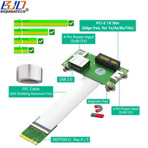 新的NGFF <span class=keywords><strong>M</strong></span>.2键A + E接口至PCI-E 1X插槽USB 2.0端口适配器转换器卡 + 带磁性垫的EMI屏蔽FPC电缆 - Product Image 2