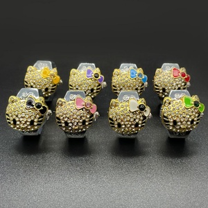 นาฬิกาแหวนเฮลโลคิตตี้น่ารักมินิควอตซ์สายยางยืดสแตนเลสนาฬิกาข้อมือสำหรับเด็กผู้หญิงของขวัญผู้หญิง - Product Image 2