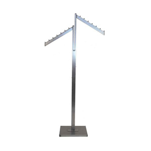 Kainice Giá Treo Quần Áo 4 Chiều Trưng Bày Bán Lẻ Bằng Tay Thẳng <span class=keywords><strong>2</strong></span> Tay Màu Crôm Và <span class=keywords><strong>2</strong></span> Tay Nghiêng Tùy Chỉnh - Product Image 4