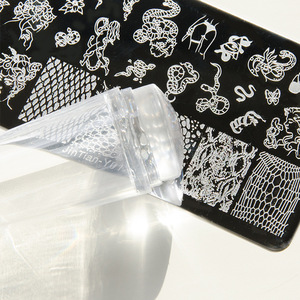 Kit d'estampage d'<span class=keywords><strong>art</strong></span> d'ongle en Silicone Transparent Design français pour <span class=keywords><strong>manucure</strong></span> plaque timbre vernis joint deux côtés Stamper grattoir - Product Image 5