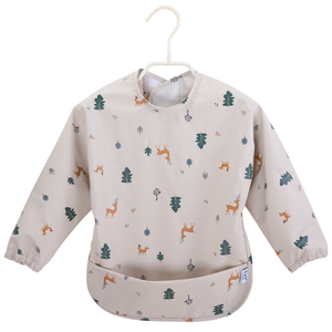 ผ้ากันเปื้อน PU แขนยาวสำหรับเด็กทารกวัยหัดเดิน,ผ้ากันเปื้อนกันนํ้าสำหรับกินอาหารเด็กแรกเกิดพร้อมกระเป๋าผ้าเรอสำหรับเด็กผู้ชายเด็กผู้หญิง - Product Image 1