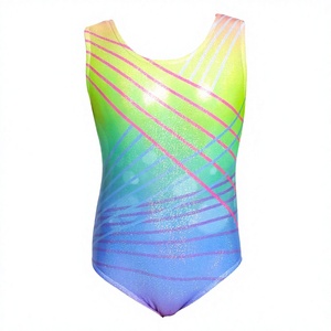Justaucorps de gymnastique sans manches en polyester Aosva pour petites filles, scintillant, une pièce, arc-en-ciel coloré, pour la danse et l'athlétisme - Product Image 2