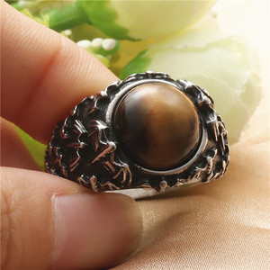 Bague Yunnique pour Homme en Acier Inoxydable Style Punk avec Pierre Œil de Tigre Sertie – Bijou Cadeau - Product Image 3