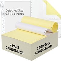 Papier continu autocopiant blanc et jaune 2400 feuilles 9,5 x 11 pouces perforé pour imprimante matricielle