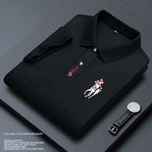 Polo d'affaires à manches courtes pour homme <span class=keywords><strong>de</strong></span> haute qualité avec <span class=keywords><strong>logo</strong></span> unifié brodé personnalisé <span class=keywords><strong>de</strong></span> <span class=keywords><strong>marque</strong></span> <span class=keywords><strong>de</strong></span> créateur célèbre - Product Image 2