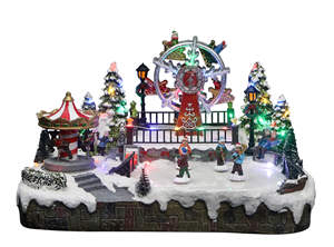 Luces de colores Impresionantes artesanías de resina de Navidad Casas de Navidad <span class=keywords><strong>Harz</strong></span> Weihnachtsschmuck y patinadores móviles Juego de 4 piezas hecho a mano - Product Image 3
