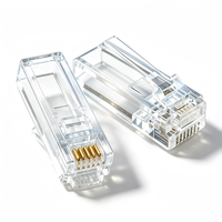 E-hong RJ11 6P4C Prise modulaire à corps long, boîtier PC transparent, contacts plaqués or pour câble téléphonique 4 conducteurs