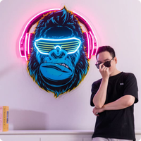 Usine personnalisée Led néon acrylique oeuvre enseignes électroniques personnalisé Led gorille avec casque enseigne au néon pour décoration murale