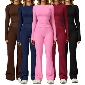 Conjunto de Pantalones Acampanados y Chaleco Deportivo de Cintura Alta para Mujer, de Secado Rápido, para Yoga y Fitness, con Efecto Levanta Glúteos y Compresión - Product Image 1