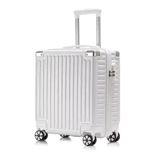 Goede Kwaliteit 4 Spinner Wielen Reizende Koffer Aluminium Cabine Trolley Case Unieke Handbagage