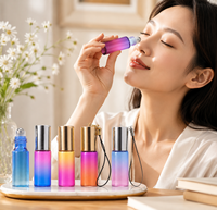Flacon vide en verre dégradé fantaisie de 1 ml, 2 ml, 3 ml, 5 ml, 10 ml pour parfum ou huile essentielle avec bille roulante en acier et porte-clés
