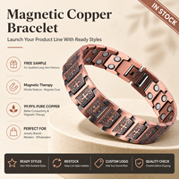 Bracelet magnétique en cuivre pur pour thérapie magnétique, motif croix vintage, vente en gros, personnalisable