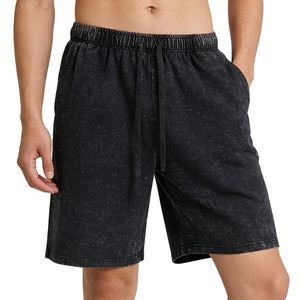 Shorts unisexes en coton lourd 260G, lavés, personnalisables, fabriqués par le fabricant, style vintage, pour l'été, effet délavé à l'acide pour hommes - Product Image 4