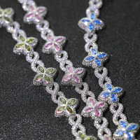 Bracelet tennis zircon trèfle à quatre feuilles haut de gamme style européen-américain, bracelets cubains hip-hop en forme de huit, tendance transfrontalière