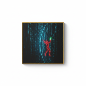 Matrix Code <b>Canvas</b> Print: Cyberpunk Wall Art - Printed Design,GOLD <b>FRAMED</b> <b>CANVAS</b> - Product Image 2