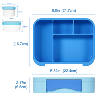 Boîte à bento en plastique pour enfants, couvercle anti-fuite, 4 compartiments, passe au lave-vaisselle, sans BPA, qualité alimentaire, pour le déjeuner
