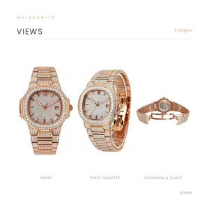 Montre mécanique étanche de luxe pour homme, style sport et affaires, cadran ovale, entièrement sertie de diamants Moissanite, en acier inoxydable - Product Image 1