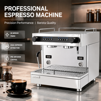 Cafetera Italiana Semiautomática, Modelo Profesional Comercial con Dos Cabezales y Dos Calderas, Extracción Automática, Vaporizador