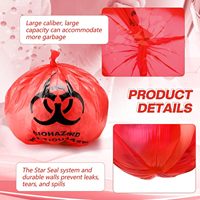 Bolsa de Plástico Biodegradable Transparente y Resistente para Transporte de Muestras de Riesgo Biológico, Impresa con Grabado, Sellada con Calor, Color Rojo
