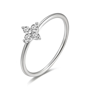 Anéis Minimalistas de Trevo de Quatro Folhas AR001 em Prata Esterlina 925 com Revestimento em Ouro/Ródio, Joias Finas para Casamento e Festas para Mulheres - Product Image 4