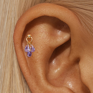 Boucles d'oreilles spirales à visser en argent sterling S925 avec pendentif goutte d'eau coloré en zircon 5A - Product Image 5