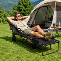 Chaise longue pliante en métal pour le camping, avec poignée réglable, roues tout-terrain, pour la plage et l'extérieur