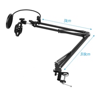 Support de microphone pliable réglable support de bras de micro en métal Heaby Duty avec support antichoc filtre anti-pop pour pare-brise