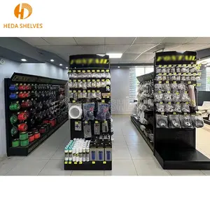 Customized Metal Tools Display Rack with Hook and Light Box for Hardware Store Pegboard Display Stand