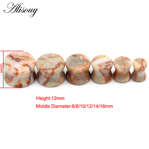 Alisouy toptan doğal taş kulak genişleticiler kulak tıkaçları Flesh tünelleri göstergeler <span class=keywords><strong>6mm</strong></span>-16mm kulak sedyeler vücut Piercing takı - Product Image 5