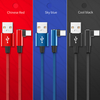 Fil tressé 60W, câble de jeu à charge rapide à angle droit à 90 degrés, câble de chargeur de données coudé USB Type C pour Samsung xiaomi huawei