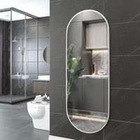 GY 4MM miroir argent feuille de verre alliage d'aluminium cadre personnalisé Long miroir de forme ovale décor douche salle de bains miroir mural