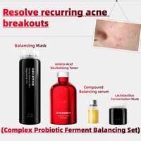 Kit Facial Équilibrant pour la Peau aux Probiotiques Complexes, Traitement de l'Acné Cystique à Base de Lactobacillus Ferment et d'Acides Aminés, Soin du Microbiome Cutané