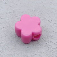 Perles acryliques à grand trou, perles en plastique en forme de fleur à cinq pétales, perles macaron à trou droit, accessoires de sac couleur bonbon, lot en gros